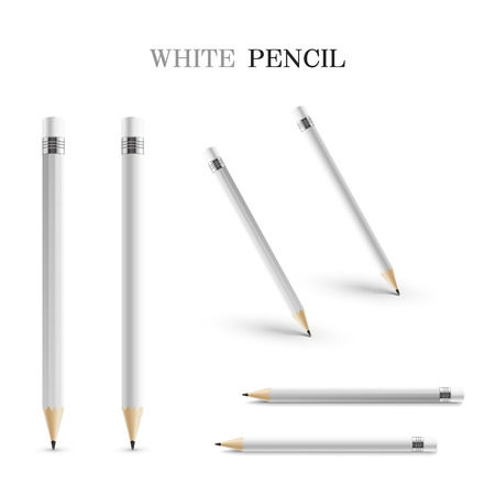 elegant white pencils set isolated on white backgroundのイラスト素材