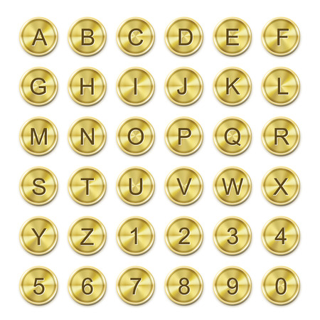 glossy golden font design set over white backgroundのイラスト素材