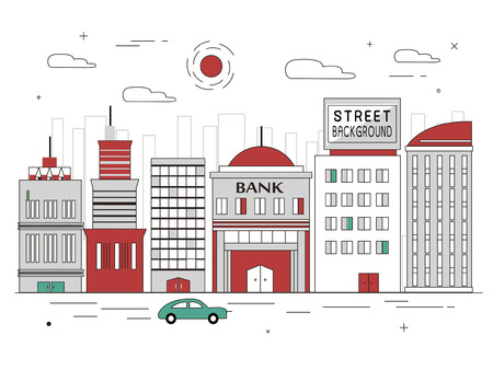 city architecture in thin line flat designのイラスト素材