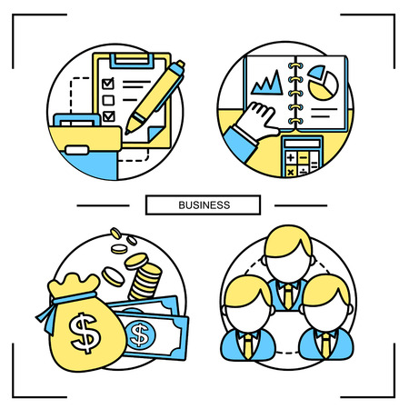 business concept set in flat line styleのイラスト素材