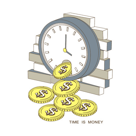 time is money concept in thin line styleのイラスト素材