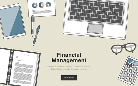 financial management concept in thin line styleのイラスト素材