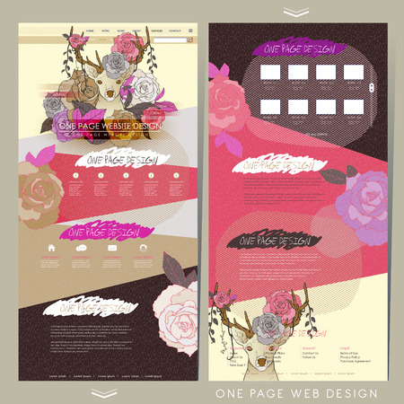 graceful one page website design template with floral elementsのイラスト素材
