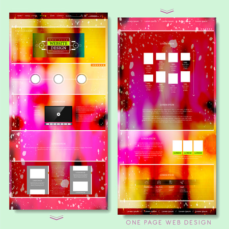 trendy one page website design template with blurred backgroundのイラスト素材