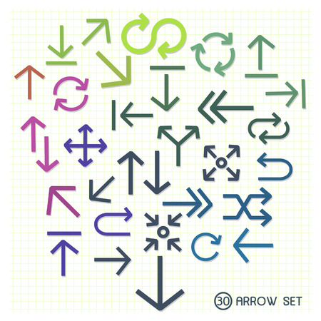 colorful trendy flat design arrows set isolated on white backgroundのイラスト素材