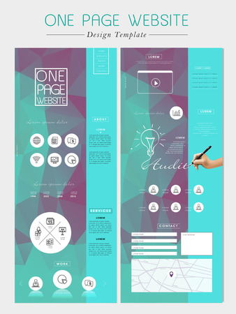 geometric one page website design template with poly elementのイラスト素材