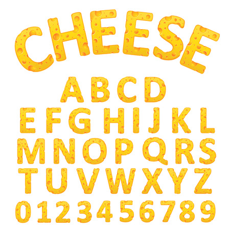 delicious cheese alphabet set isolated on white backgroundのイラスト素材