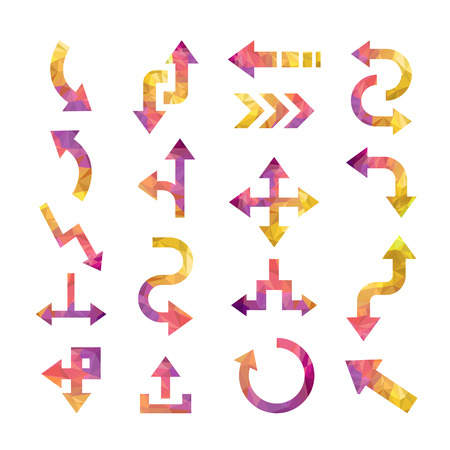 colorful crystal arrows set isolated on white backgroundのイラスト素材