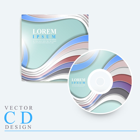 elegant CD cover template design with glossy wave elementsのイラスト素材