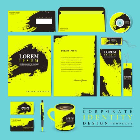 attractive corporate identity design set with Chinese calligraphy brush strokes elementsのイラスト素材