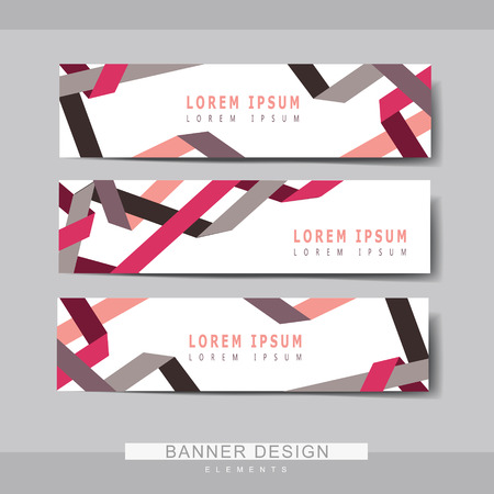 trendy banner template set design with paper folded elementsのイラスト素材
