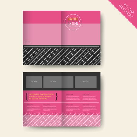 contemporary half-fold template design with pink geometric elementsのイラスト素材