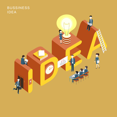 flat 3d isometric design of business idea conceptのイラスト素材