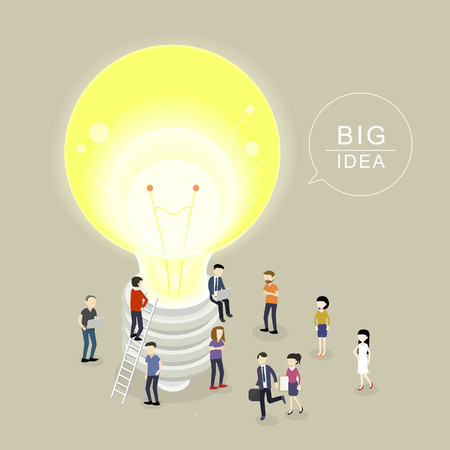 flat 3d isometric design of big idea conceptのイラスト素材