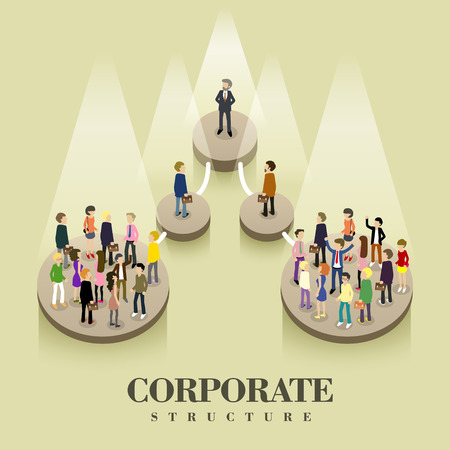 flat 3d isometric design of corporate structure conceptのイラスト素材