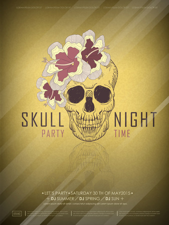elegant party poster design template with skull elementsのイラスト素材