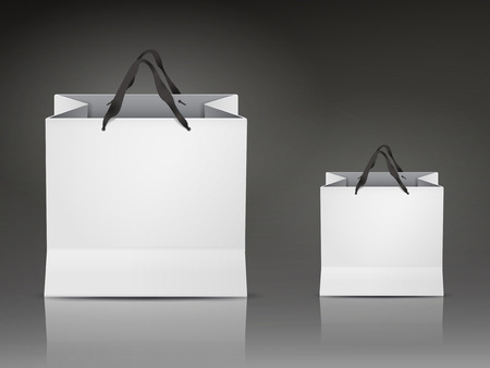 white shopping bags set isolated on black backgroundのイラスト素材