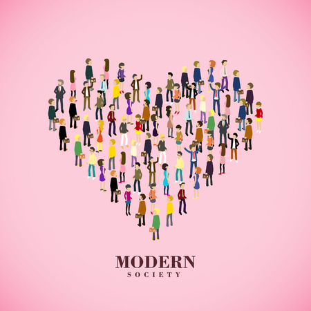 modern society concept in flat 3d isometric graphicのイラスト素材