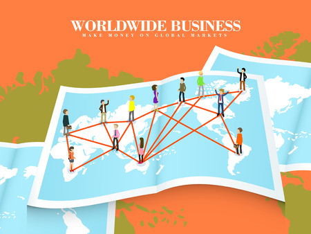 worldwide business concept in flat 3d isometric graphicのイラスト素材