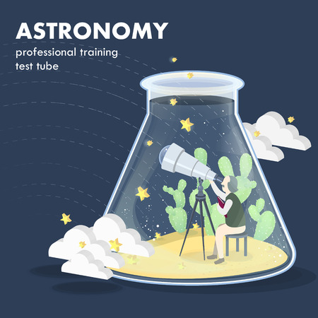 astronomy concept in flat 3d isometric graphicsのイラスト素材