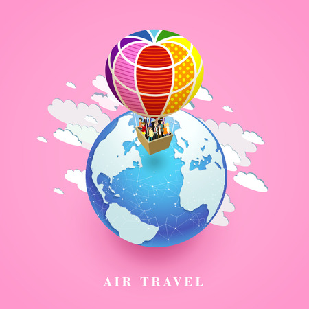 flat 3d isometric design of air travelのイラスト素材