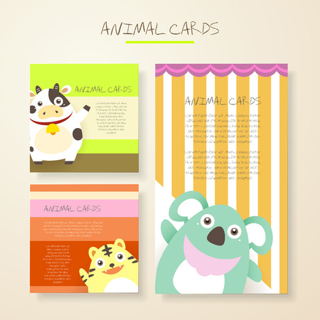 lovely cartoon animal characters cards collections setのイラスト素材