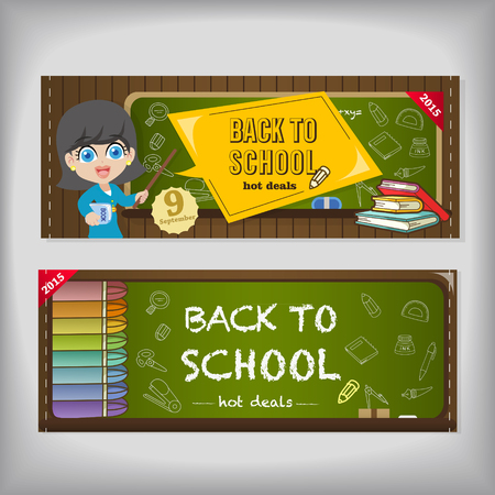 back to school poster and banner design templateのイラスト素材