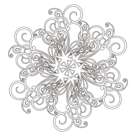 exquisite mandala pattern design in black and whiteのイラスト素材