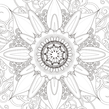 exquisite mandala pattern design in black and whiteのイラスト素材
