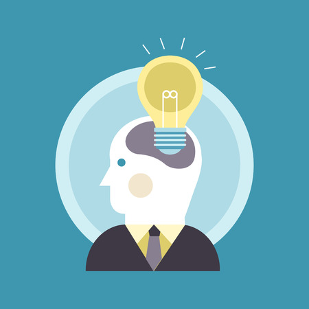 brainstorm concept with light bulb element in flat designのイラスト素材