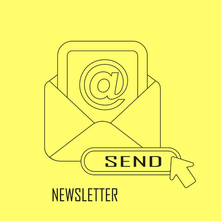 newsletter concept: ready to send an e-mail in line styleのイラスト素材
