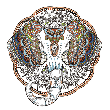 graceful elephant coloring page in exquisite styleのイラスト素材