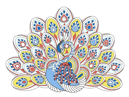 elegant peacock coloring page in exquisite styleのイラスト素材
