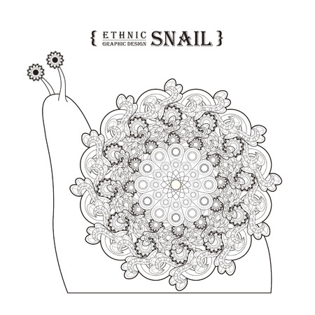 lovely snail coloring page in exquisite styleのイラスト素材