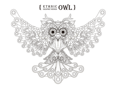 gorgeous owl coloring page in exquisite styleのイラスト素材
