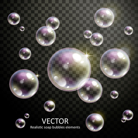 realistic bubbles with beautiful refractions on transparent backgroundのイラスト素材