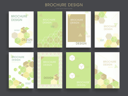 modern brochure template design set with hexagon elements in greenのイラスト素材
