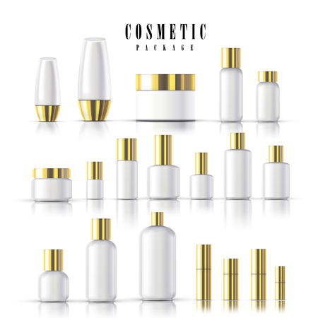 blank cosmetic package collection set isolated on white backgroundのイラスト素材