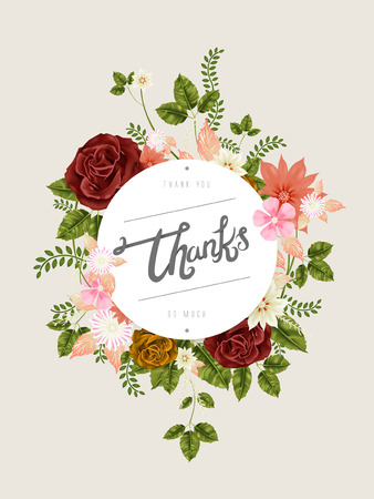 elegant Thanks calligraphy design with fantastic floral elementsのイラスト素材