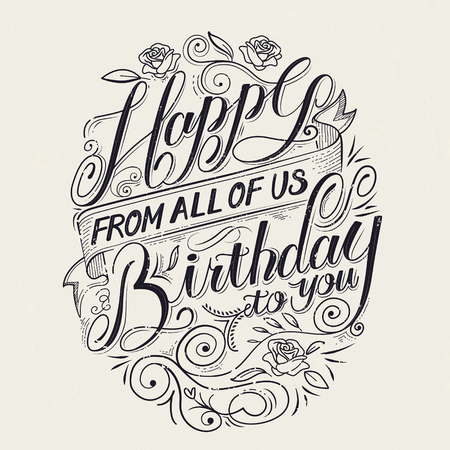 retro Happy birthday to you calligraphy poster designのイラスト素材