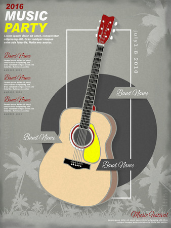 music party poster template design with guitar elementのイラスト素材