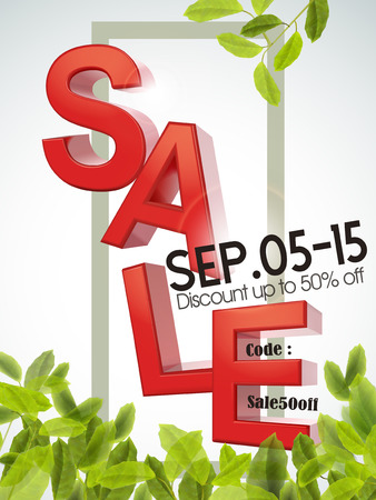 big sale poster template design with leaves elementのイラスト素材