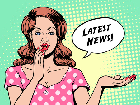pop art illustration - woman says latest newsのイラスト素材