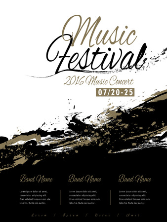 music festival poster template design with ink strokesのイラスト素材