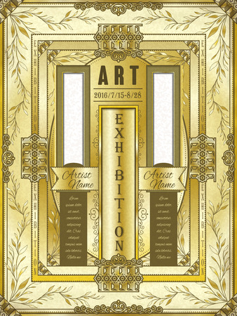 art exhibition poster template design in golden toneのイラスト素材