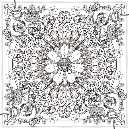 exquisite Mandala background design with floral elementsのイラスト素材