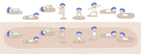 Yoga poses series. Lovely illustration in hand drawn styleの写真素材