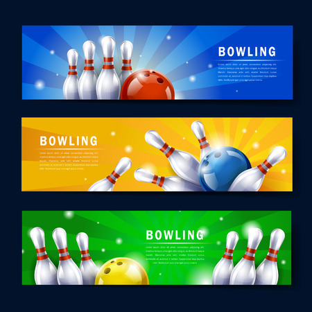 Attractive bowling banner template design in bright colorsのイラスト素材