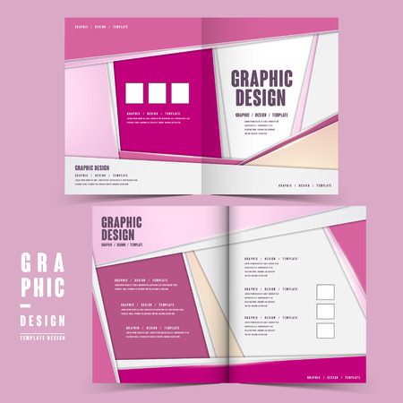 simplicity brochure template design in pink and whiteのイラスト素材