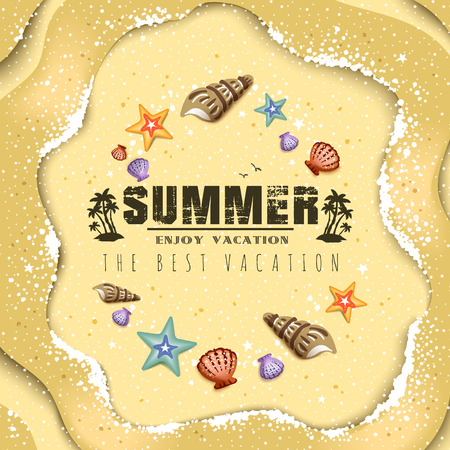 Summer poster design - top view of beautiful beach resortのイラスト素材